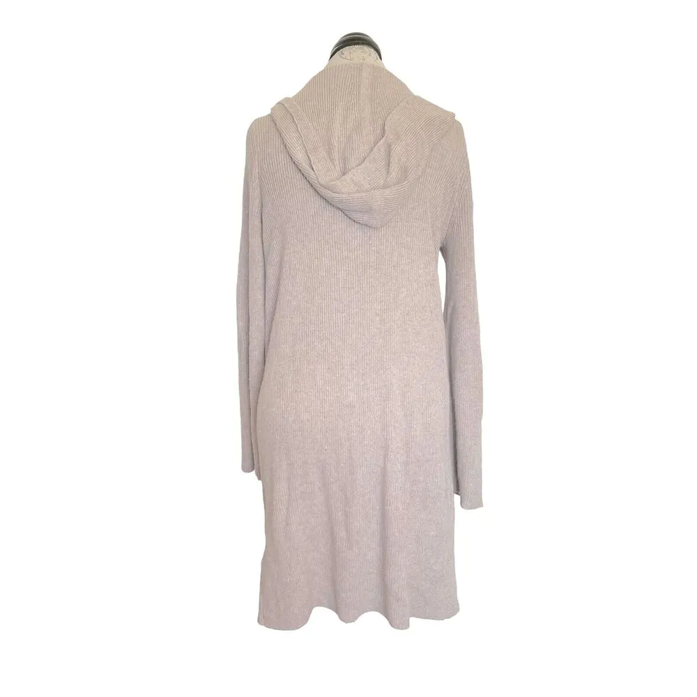 EDC Esprit Womens Sweater Cardigan Sz Small Open Ribbed Hoodie Minimalist Brown - Image 3