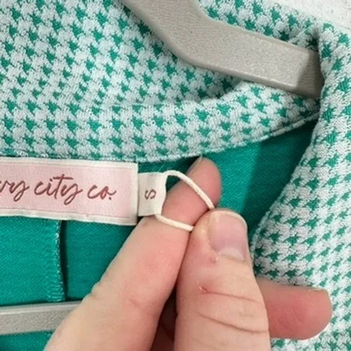 Ivy City Co. Piper Dress Green White Houndstooth Collared Midi Button Pocket NWT - Image 7