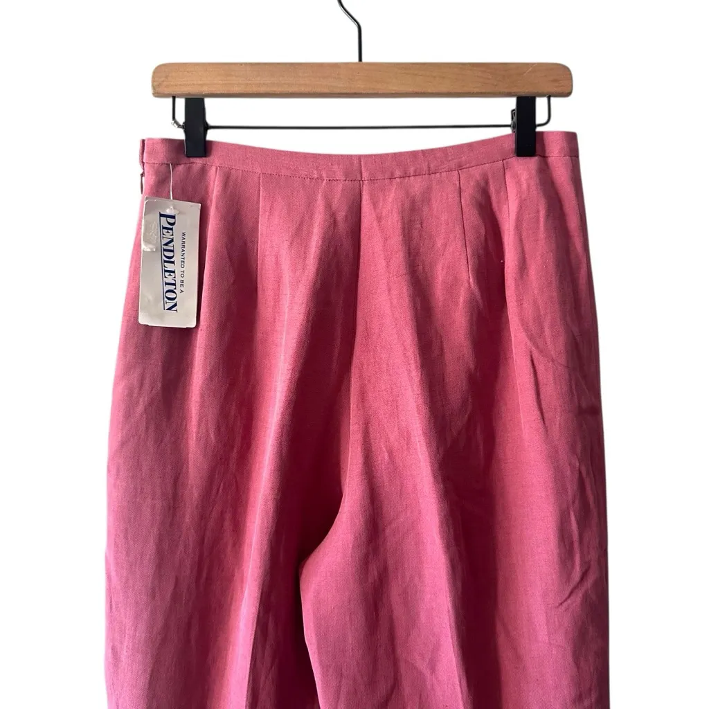 Vintage Pendleton Silk Linen High Waist Pleated Pants Pink Sz 8 NWT - Image 5