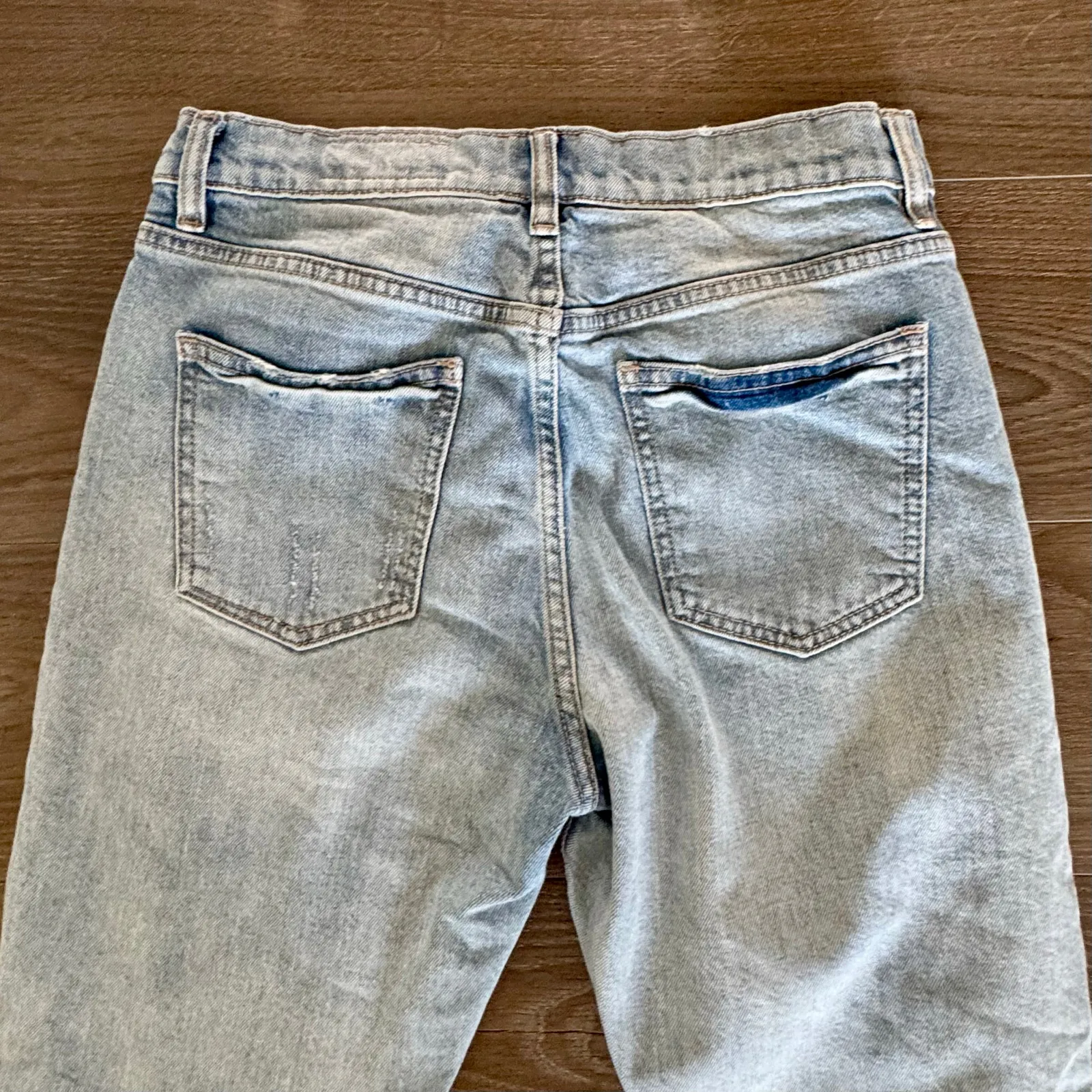 Pistola Charlie Two Tone Jeans Straight Colorblock Distress Raw Hem Sz 27 Grunge - Image 6