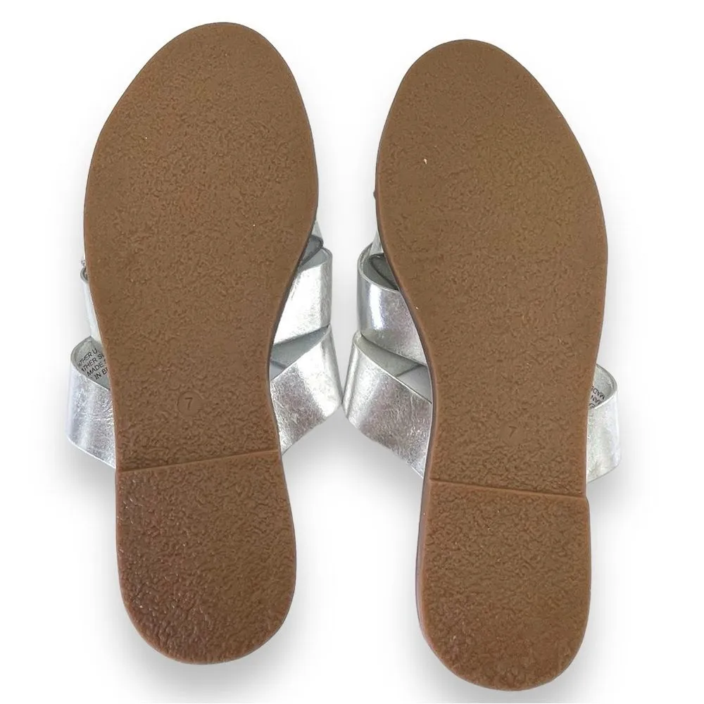 Madewell The Boardwalk Woven Slide Sandal Metallic Silver Leather Women’s Size 7 - Image 12