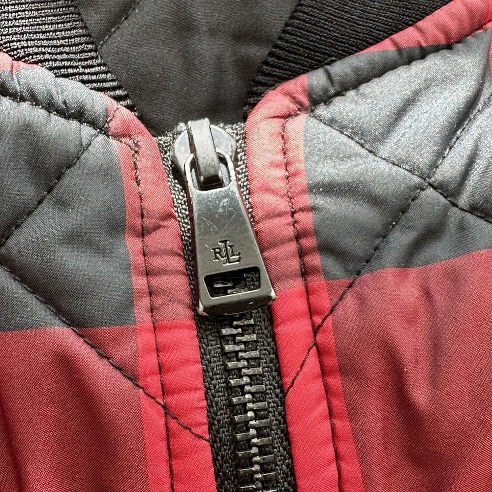 Ralph Lauren 2X down filled quilted buffalo check women's black red vest - Image 7