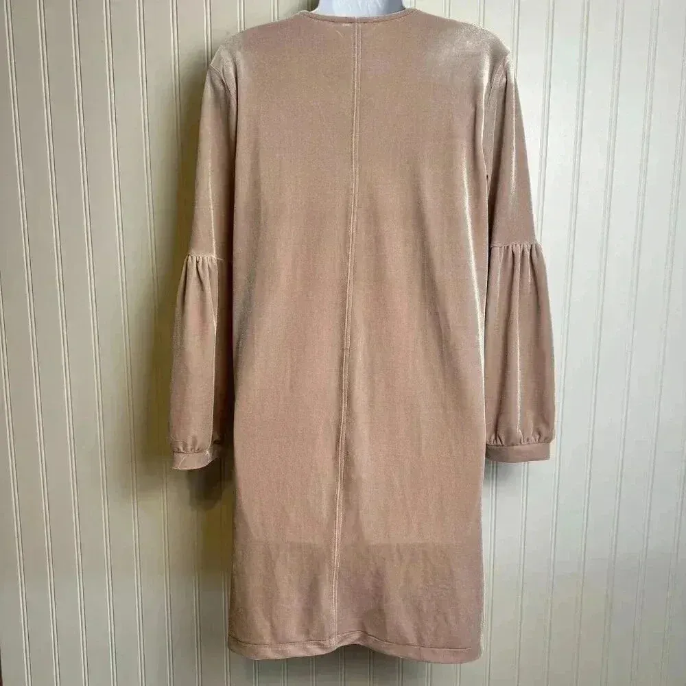 Madewell Pink Velvet Balloon Sleeve Mini Dress V-Neck XS J31 - Image 3