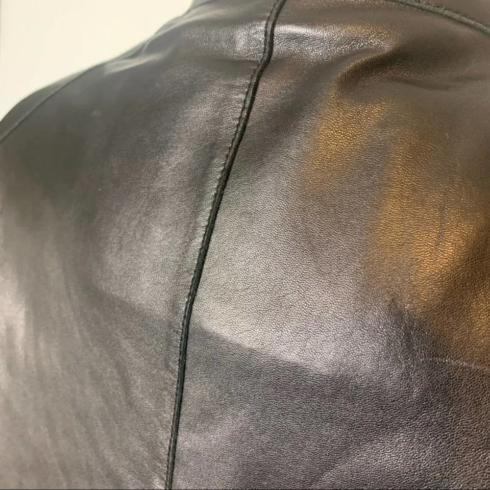 Andrew Marc leather mock neck moto jacket black sz M - Image 3