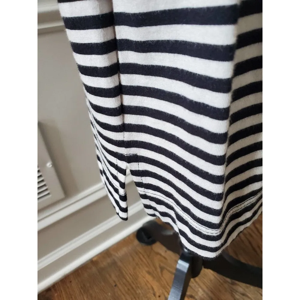 Chelsea & Theodore Womens Black Striped Long Sleeve Knee Length Dress Size Small - Image 7