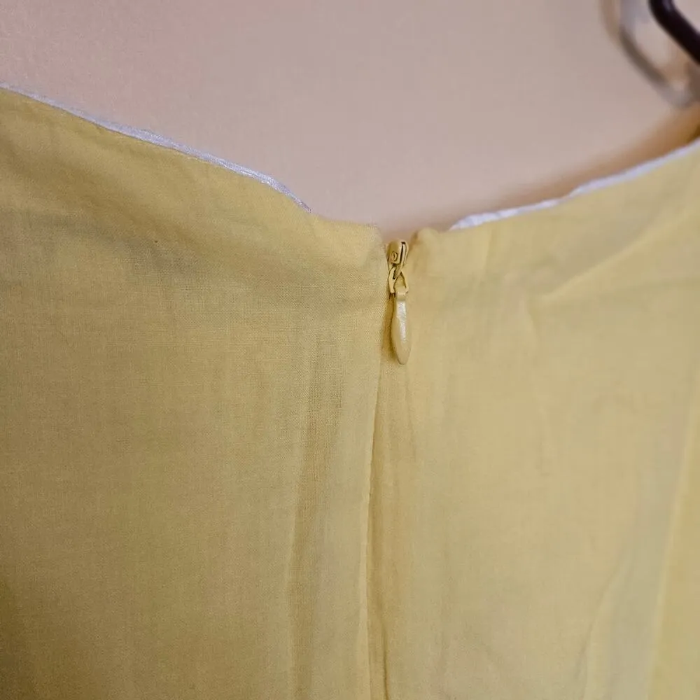 Sandra Darren Light Yellow Summer Dress Size 6P 6 Petite Wedding Bright Happy - Image 5