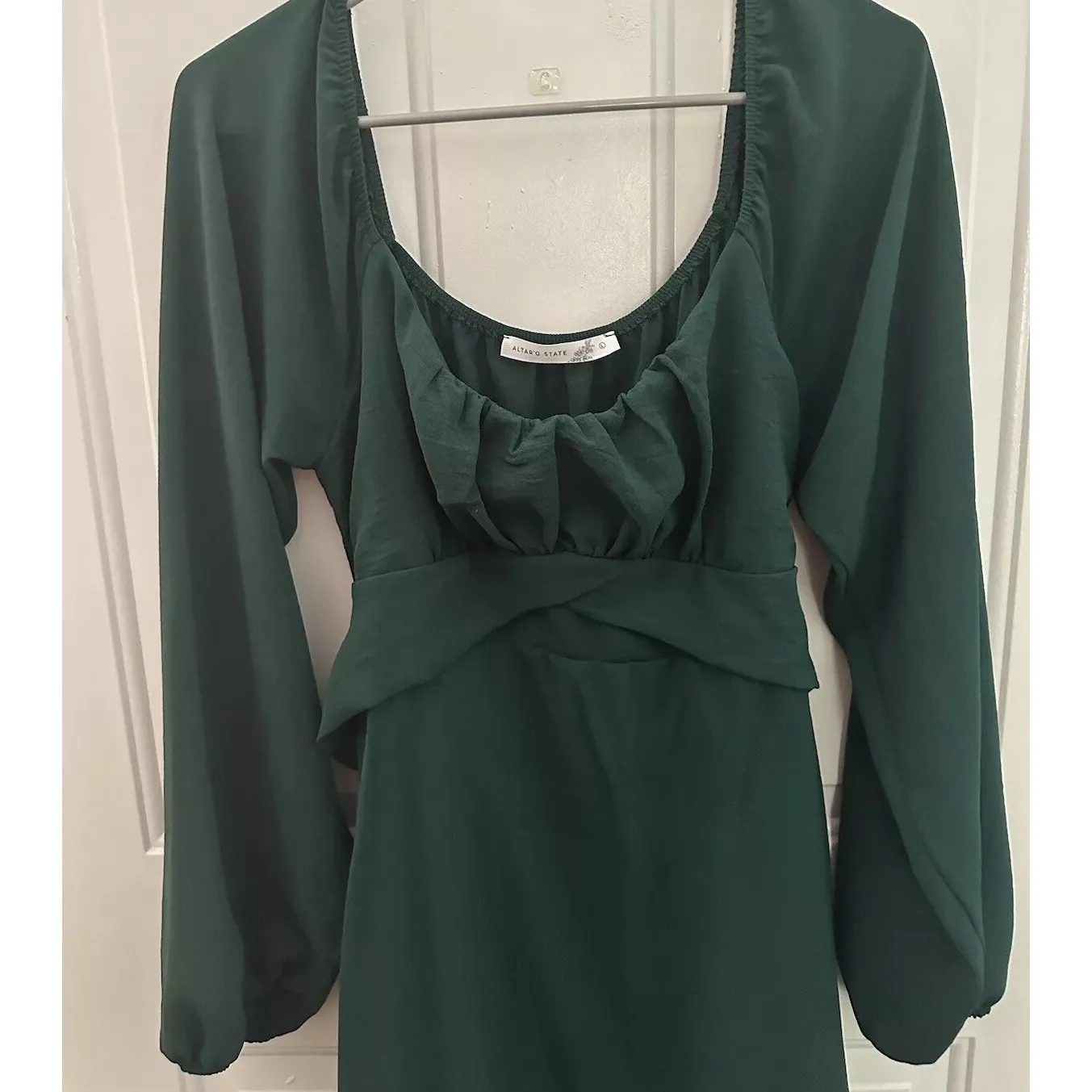 Alter'd‎ State Dark Green Chiffon Long Sleeve Dress Size Large - Image 5
