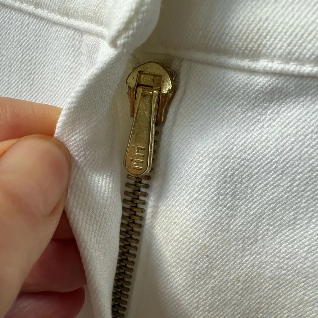 Vintage Y2K St John Collection White Low Rise Trousers Pants Gold Branded Button - Image 6