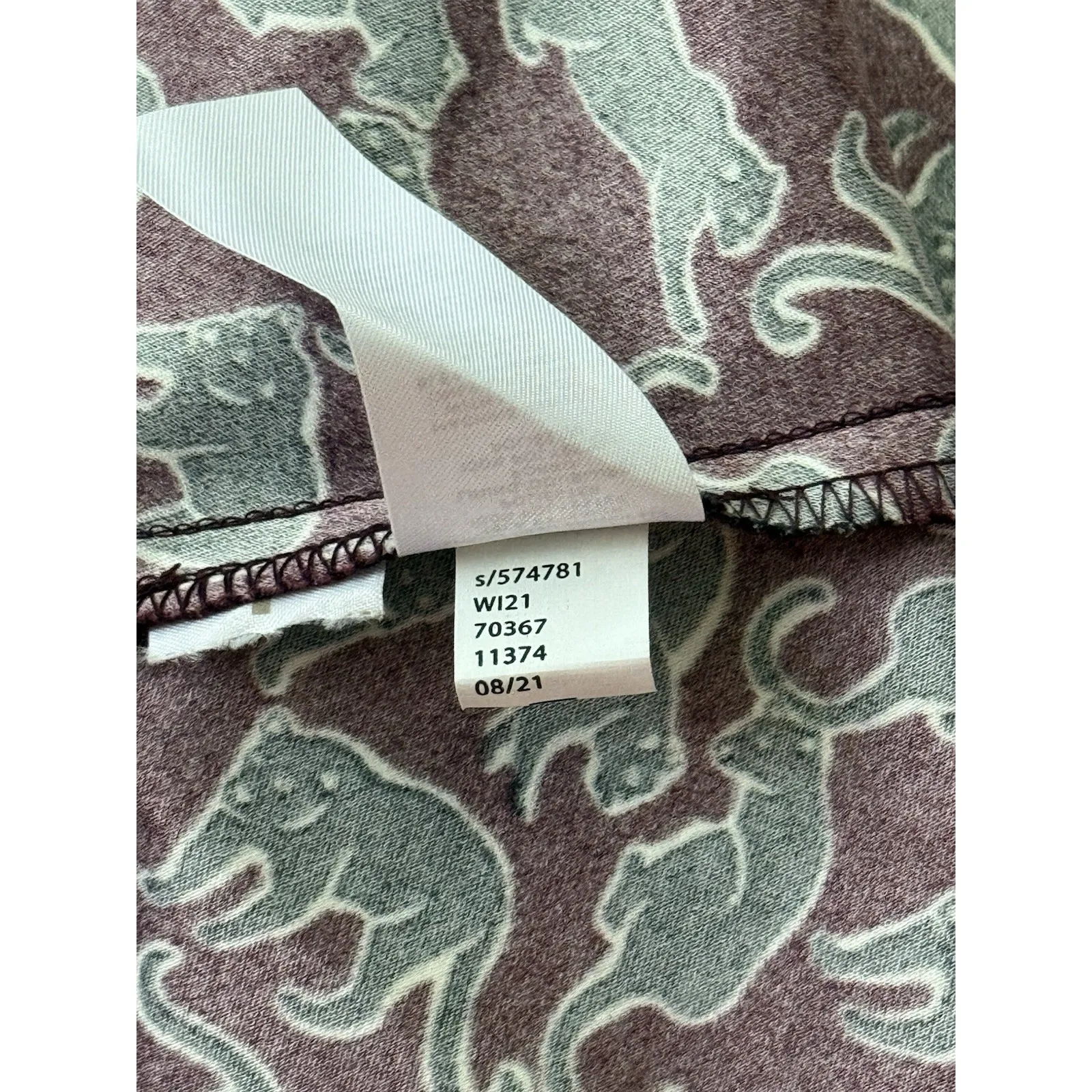 Ann Taylor Panther Cat Print A-Line Midi Dress Long Sleeve Purple Plum Size 6‎ - Image 4