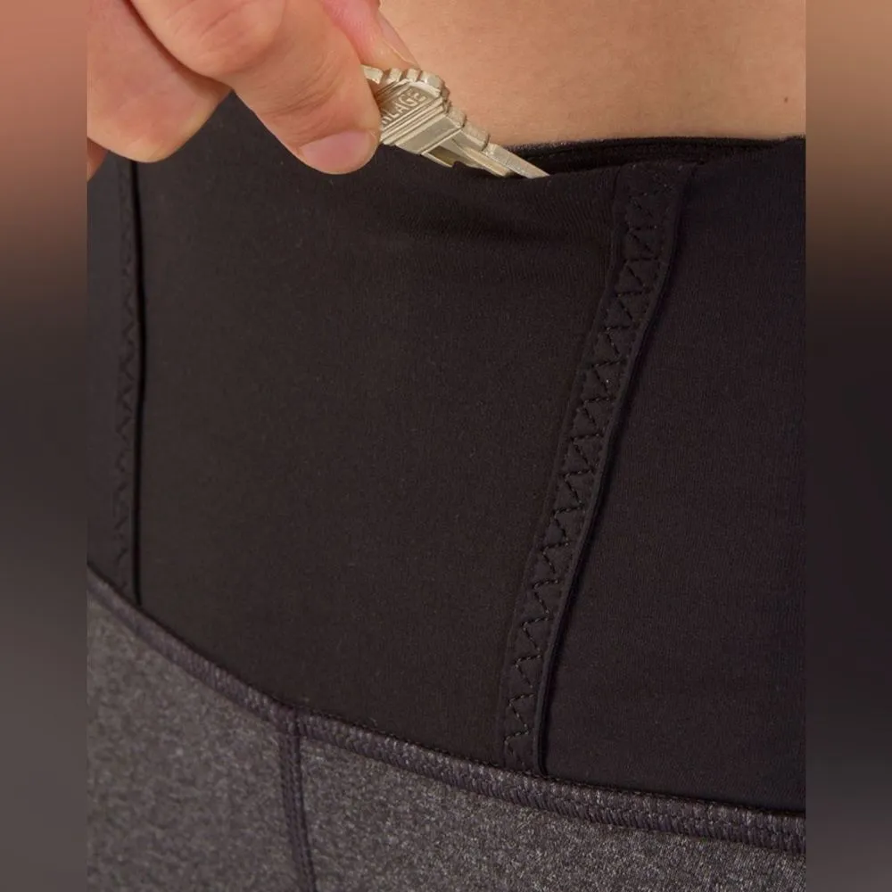 Lululemon Heathered Black Tadasana Back Slit Crop Leggings Tights | Size: 6 - Image 13