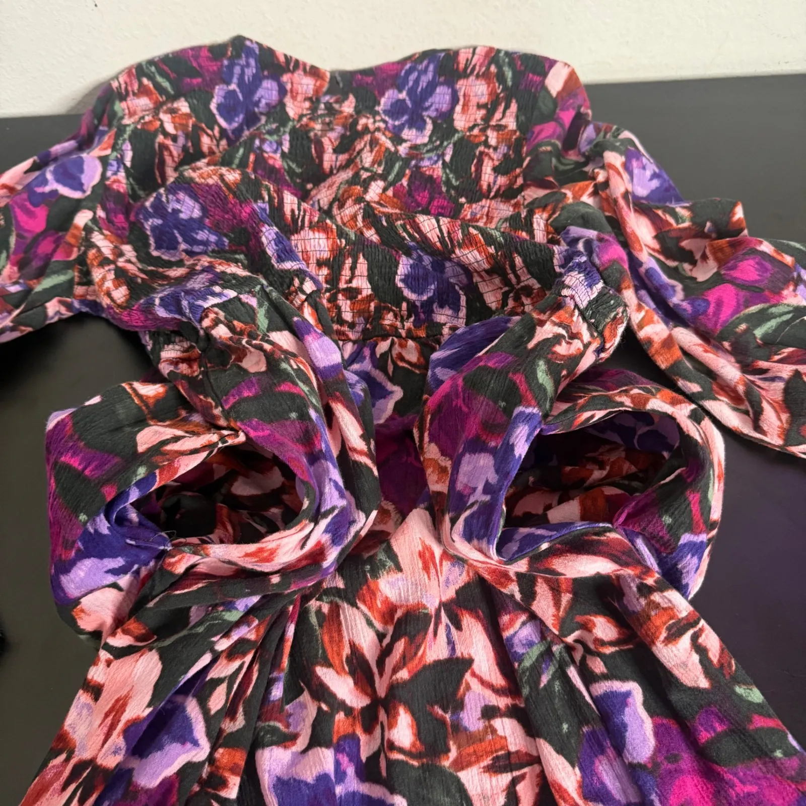 Terra & Sky Plus Size Midi Dress Smocked Peasant Size 20W 22W Floral Cotton BOHO - Image 4