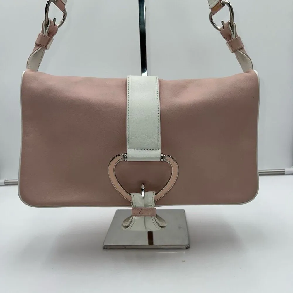 Dolce and Gabbana Lambskin Baby Pink and White Double Pocket Shoulder Bag - Image 2