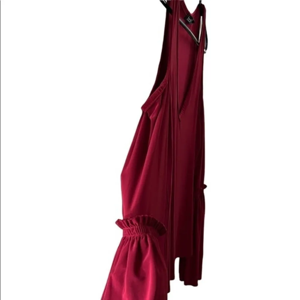 BooHoo Long Sleeve Shoulder Cut Out Maroon Blouse - Image 2