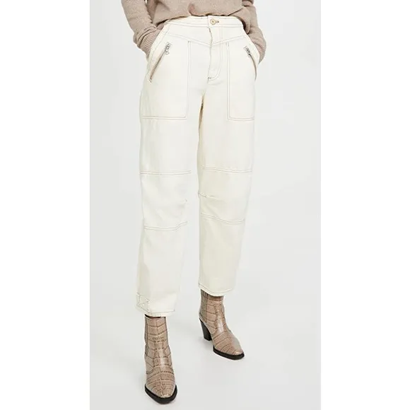 Free People Misty Road Wide Leg Cotton Pants in Ecru White Size 0 - Image 4