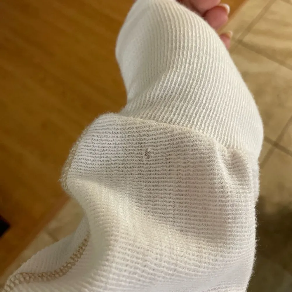 Free People Nikala Zip Off Shoulder Thermal Sweatshirt sz XS‎ in cream - Image 3