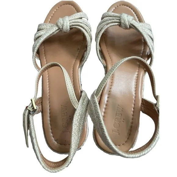 J.Crew  Strappy Raffia‎ Espadrilles Platform Wedges Sandals Size 9.5 Shoes - Image 3