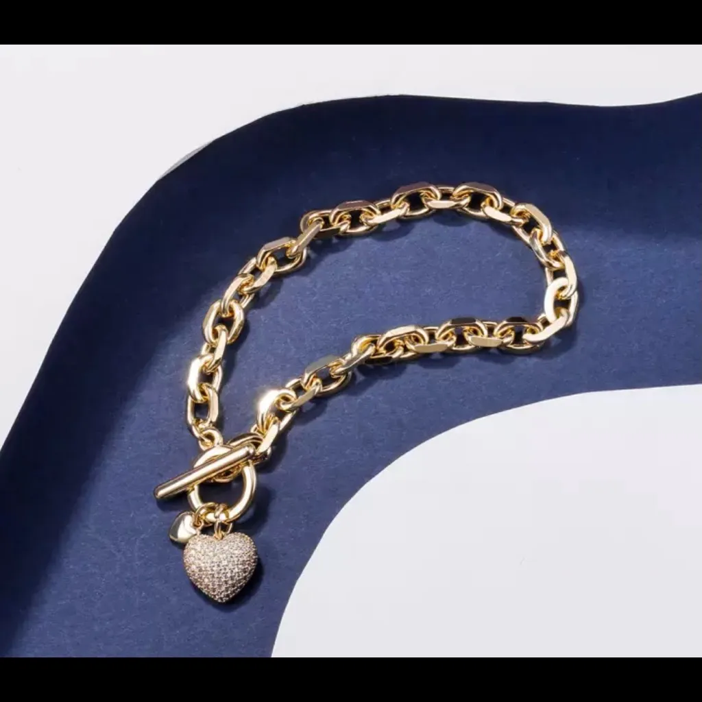 Pave’ Heart Bracelet in Silver - Image 6