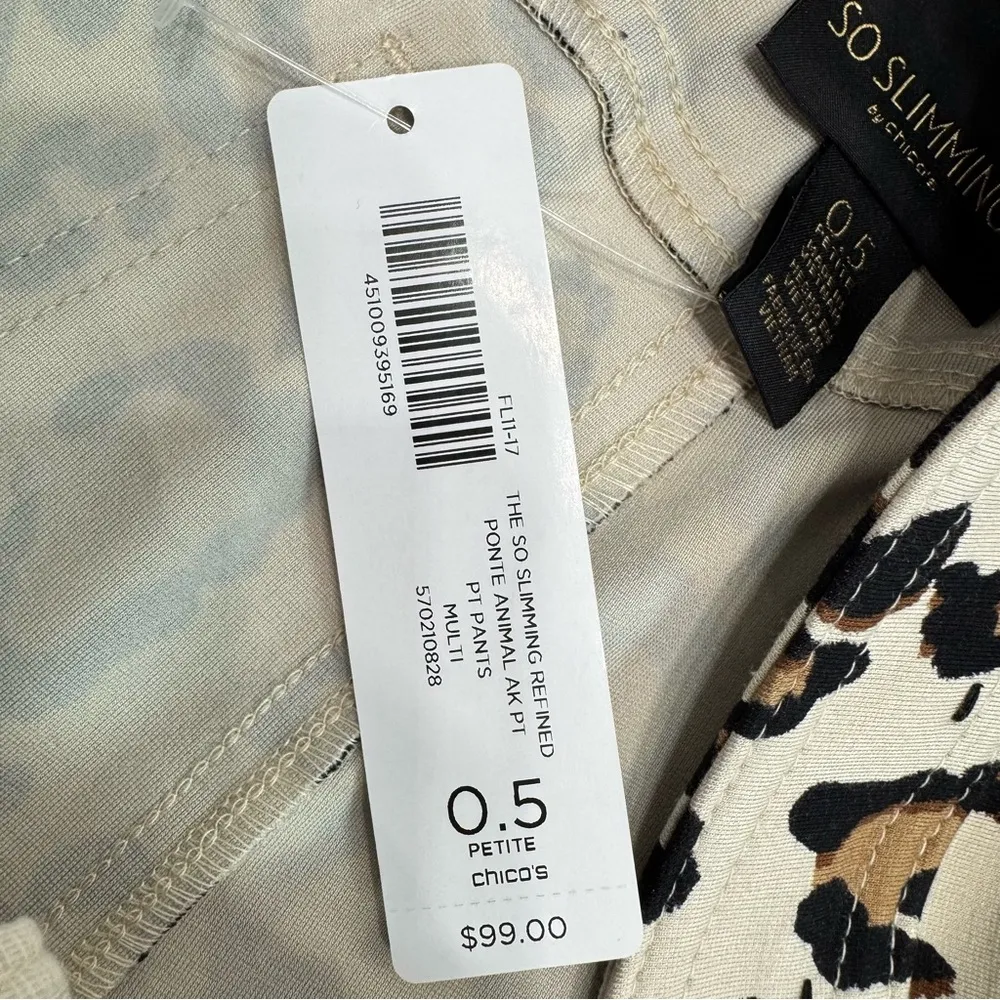 Chico’s So Slimming Leopard Print Refined Ponte Ankle Pants with Gold Hardware - Image 9