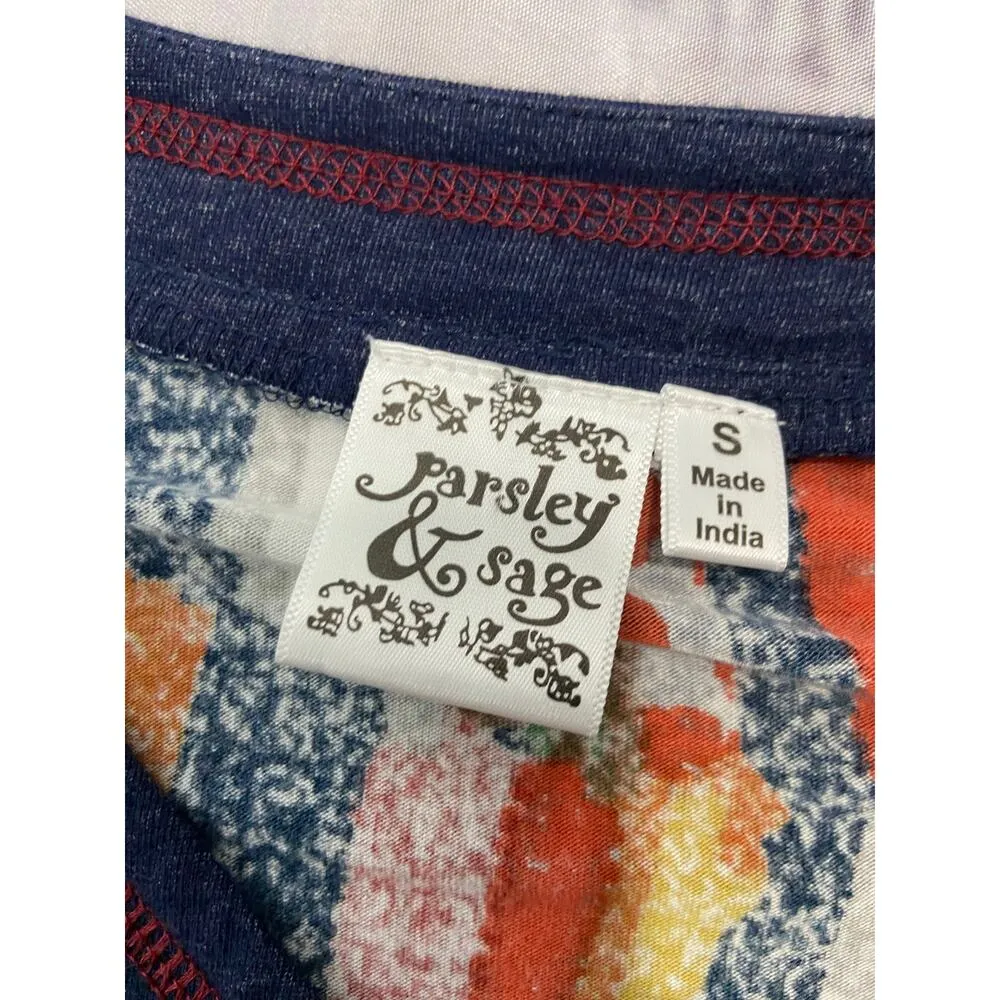 Parsley & Sage Shirt Womens S Multicolor Long Sleeves V Neck Button Details - Image 2