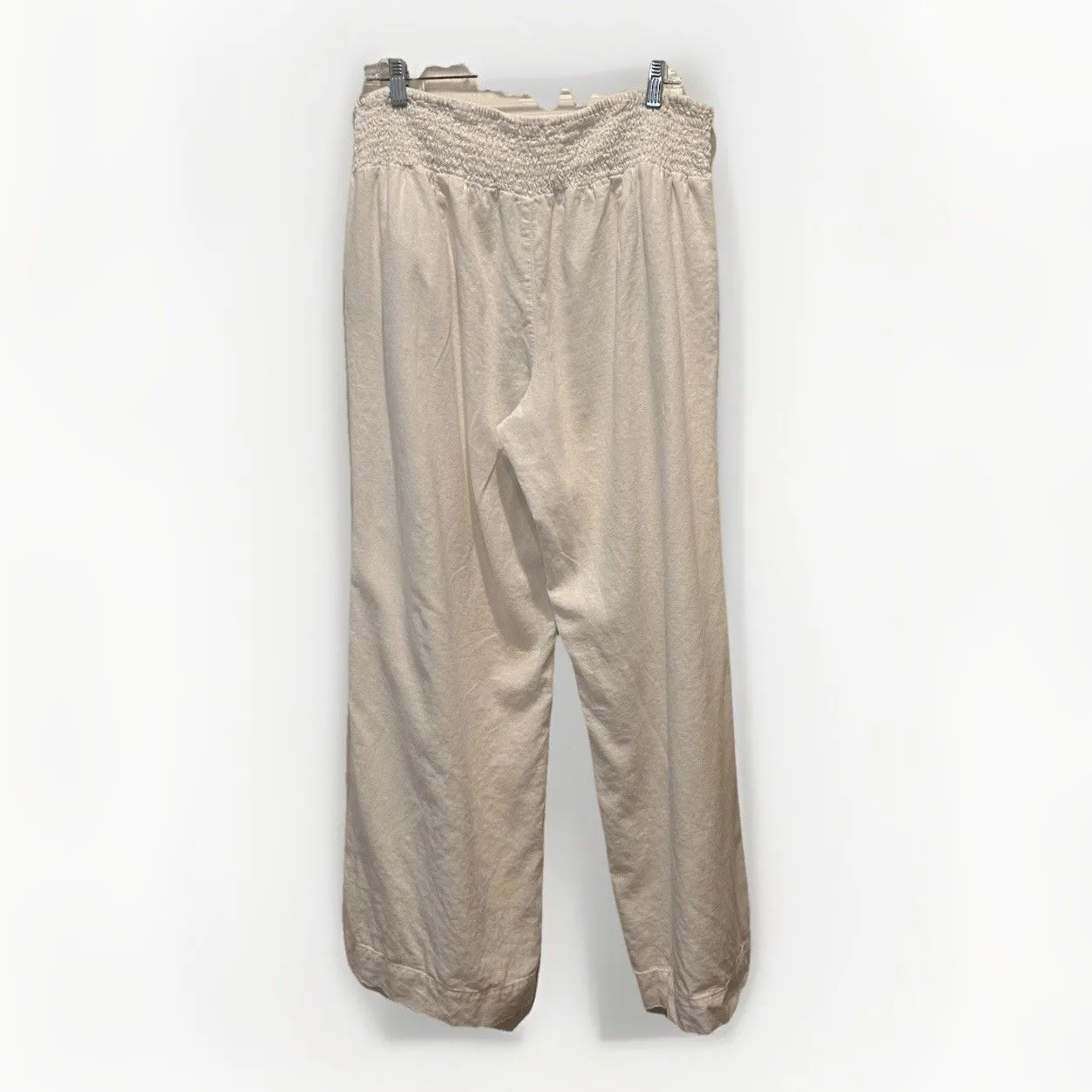 Cato White Pull On Linen Blend‎ Wide Leg Pants size Large Beachy Flowy Comfy - Image 5