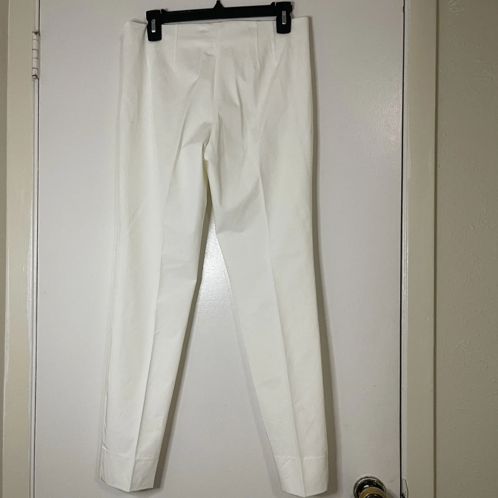 NWOT THEORY belisa monaco ivory white cropped straight trousers size US 6 - Image 3