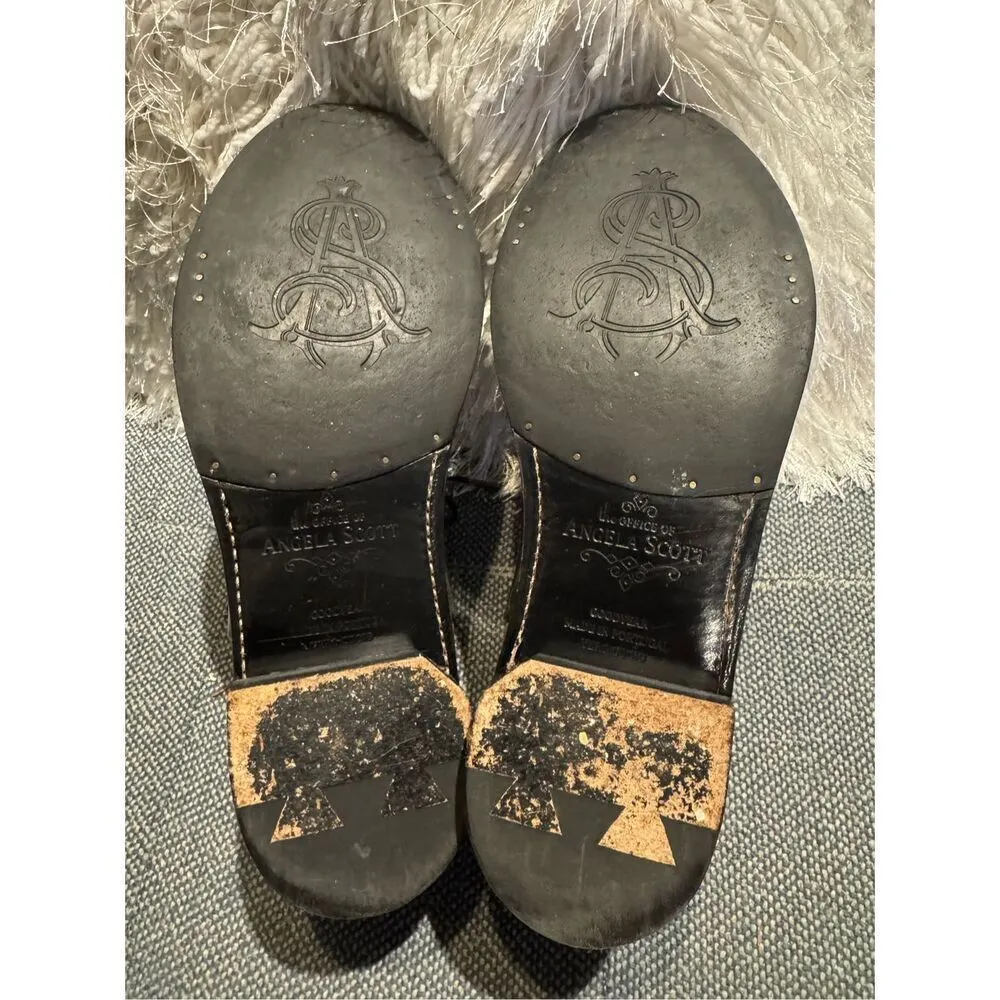 THE OFFICE OF ANGELA SCOTT Ms. Baker Khaki Glen Plaid Leather Women's Toe Cap Ox Black Size 7.5 - Image 9