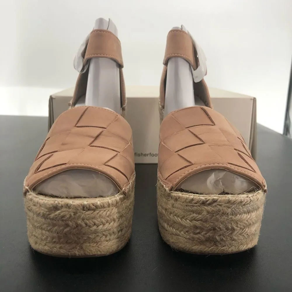 Marc Fisher Adalla Basketweave Suede Light Pink Platform Wedge Espadrille Sandal - Image 8