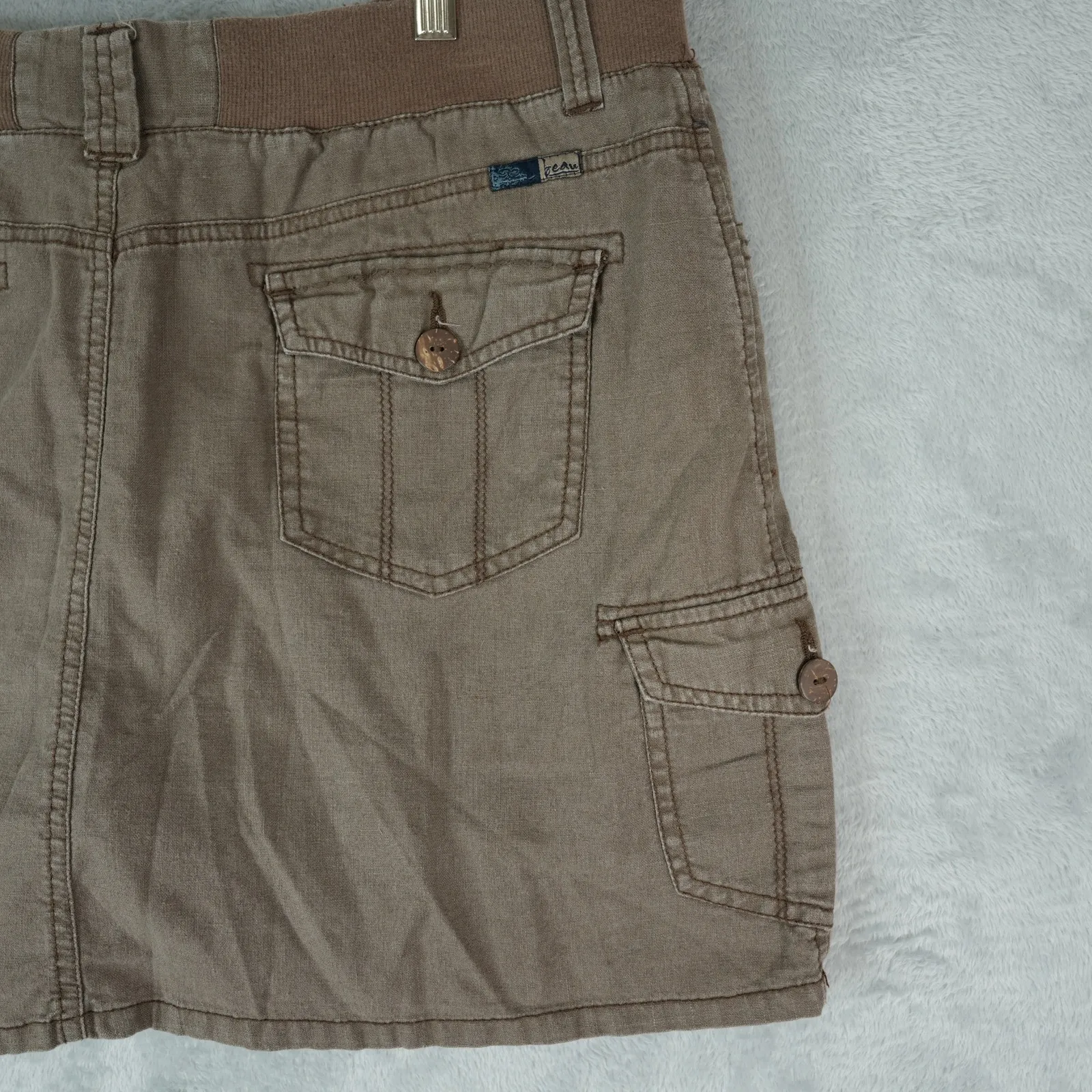 Beau Dawson Skort Skirt Womens 12 Brown Linen Blend Cargo Y2K - Image 5