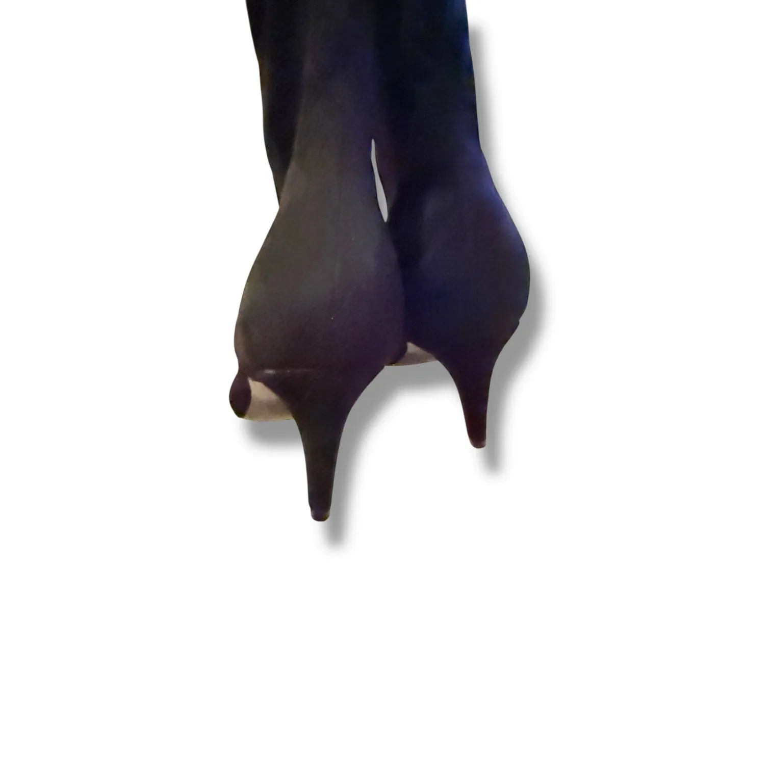 Nine West Knee High Boots Size 9.5 Black Faux Suede Almond Toe Stiletto Heel - Image 3