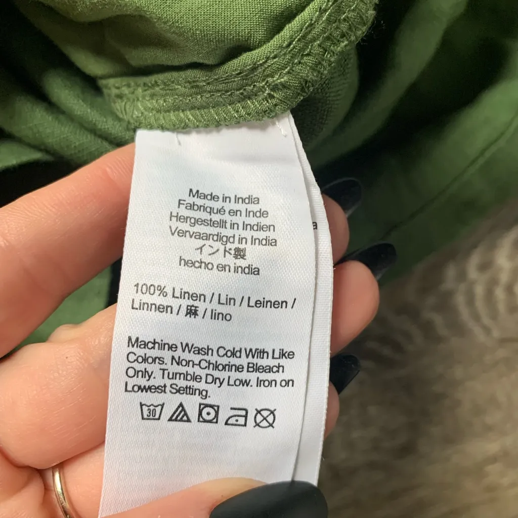 J. Crew 100% Linen Green Shorts L - Image 3