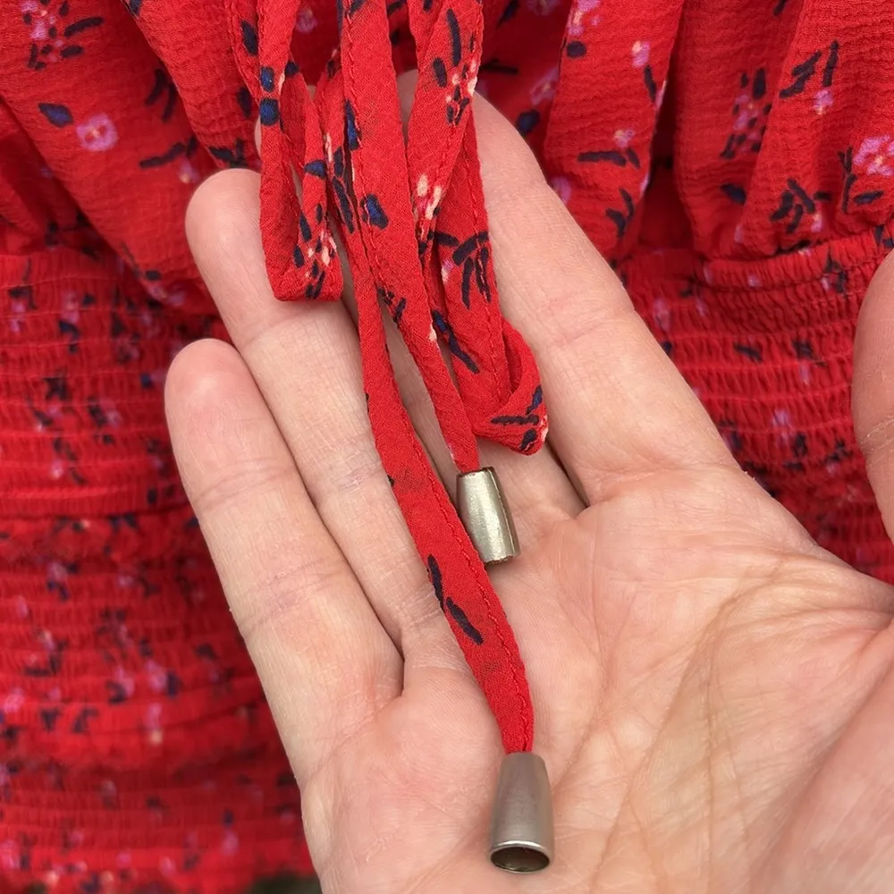 EUC Free People Lolita Red Floral Top Size Small - Image 6