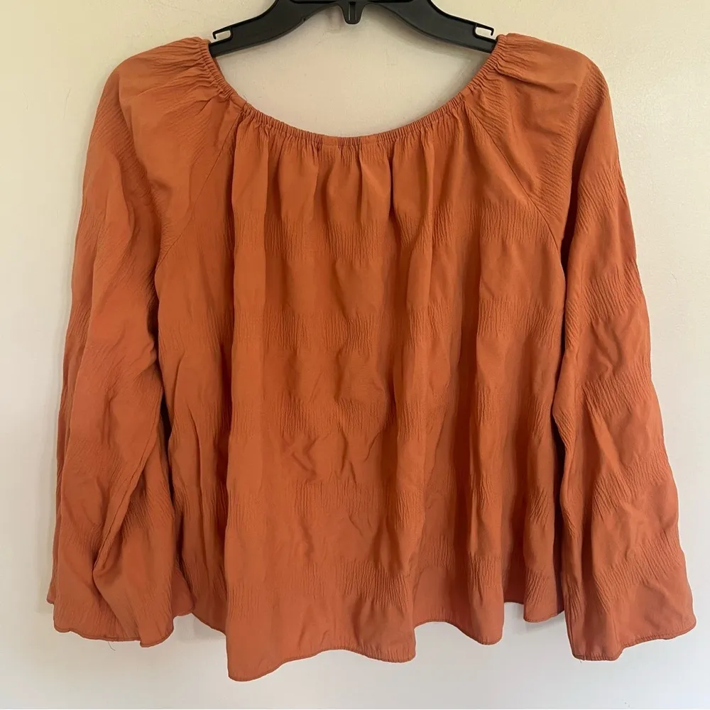 Elizabeth and James Off The Shoulder Boho Oversize Rust Orange Blouse‎ Size XS - Image 12