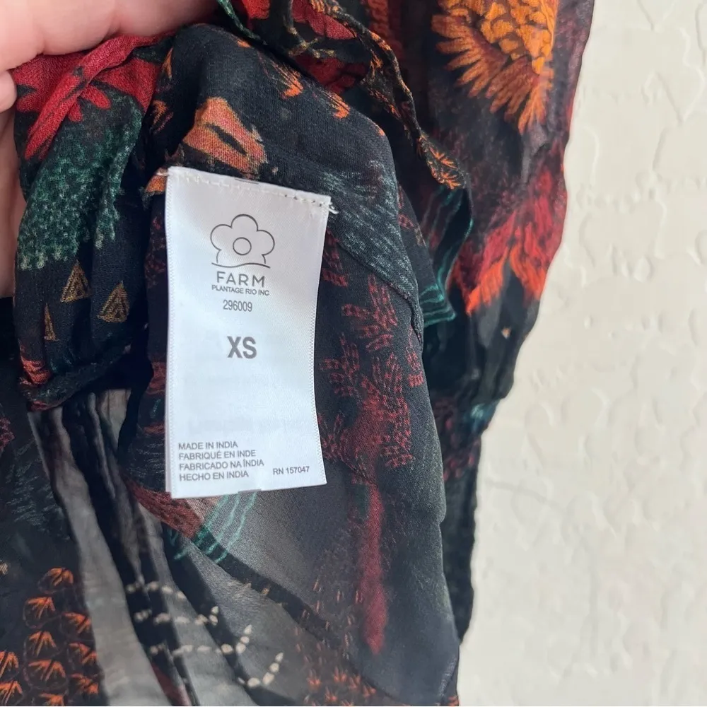 FARM RIO Smocked River Creatures Blouse Long Sleeve in Black Multi - Image 12