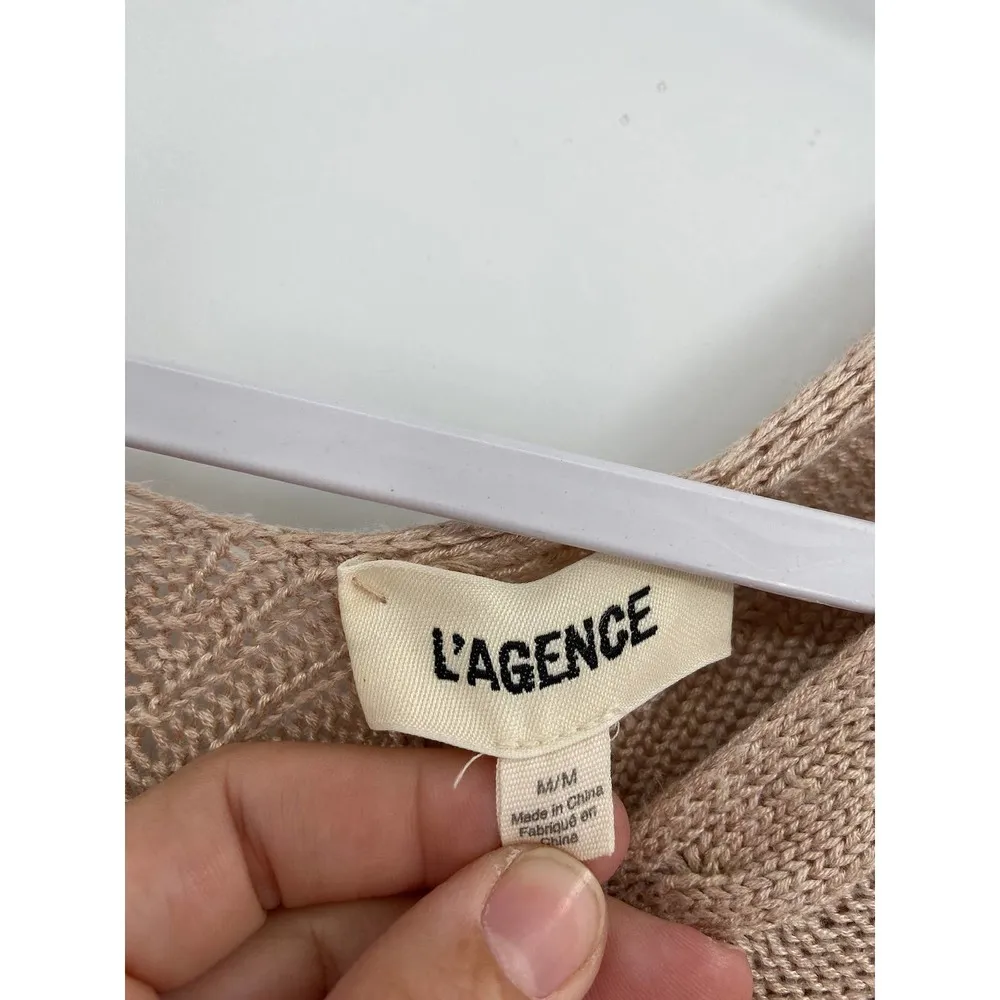 L'Agence Pia Soft Camel V-Neck Cable Knit Long Sleeve Sweater Size M - Image 87