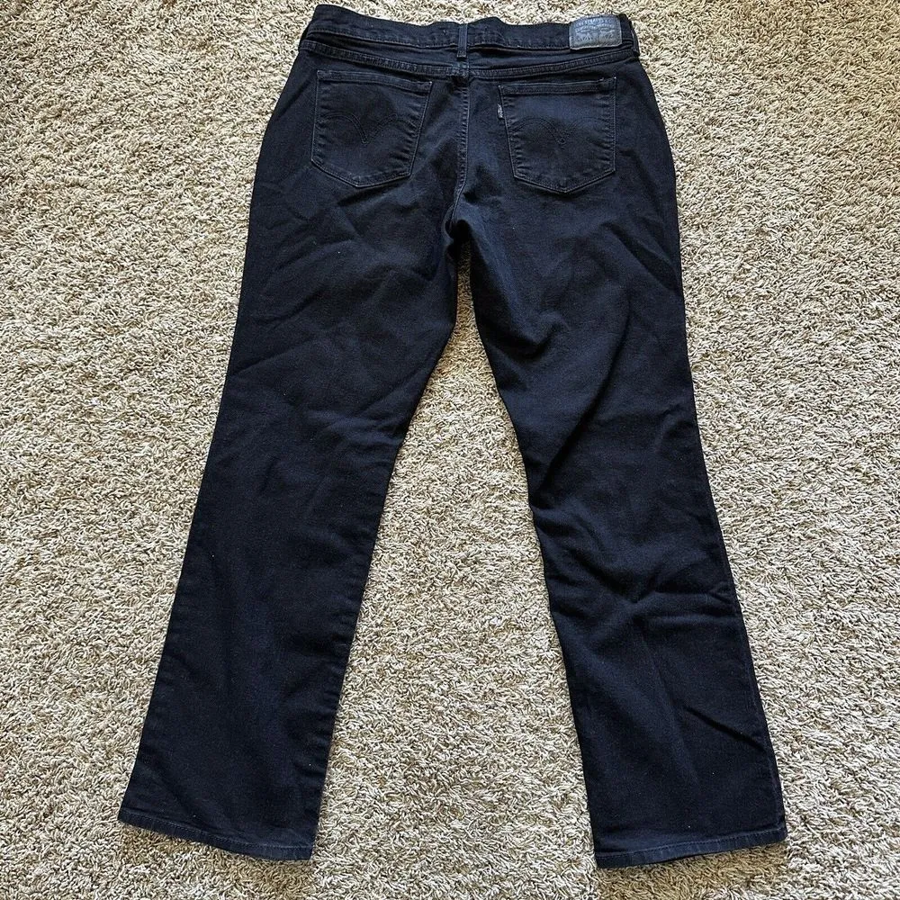 Levis 505 Denim Jeans Womens 30x30 Black Dark Wash 5 Pocket Straight Leg Cotton‎ - Image 4