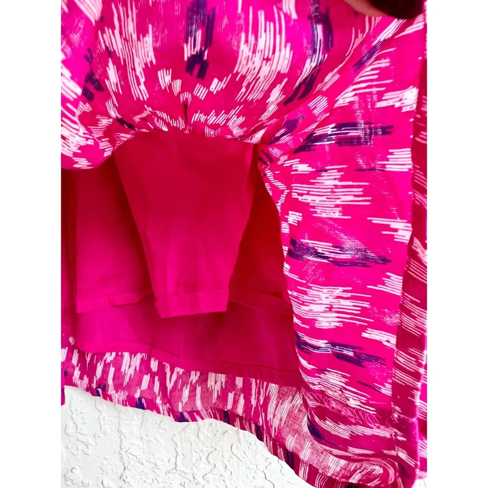 Mango 100% Cotton Printed Elasticized Waist Shorts Fuchsia Women's Size Small - Image 4