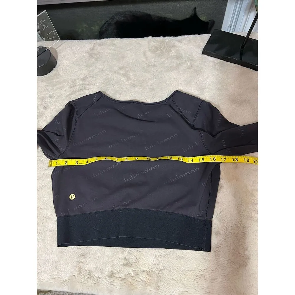 Lululemon Women's Standard M Black Cropped Long Sleeve Top Special Edition Size 6 - Image 8