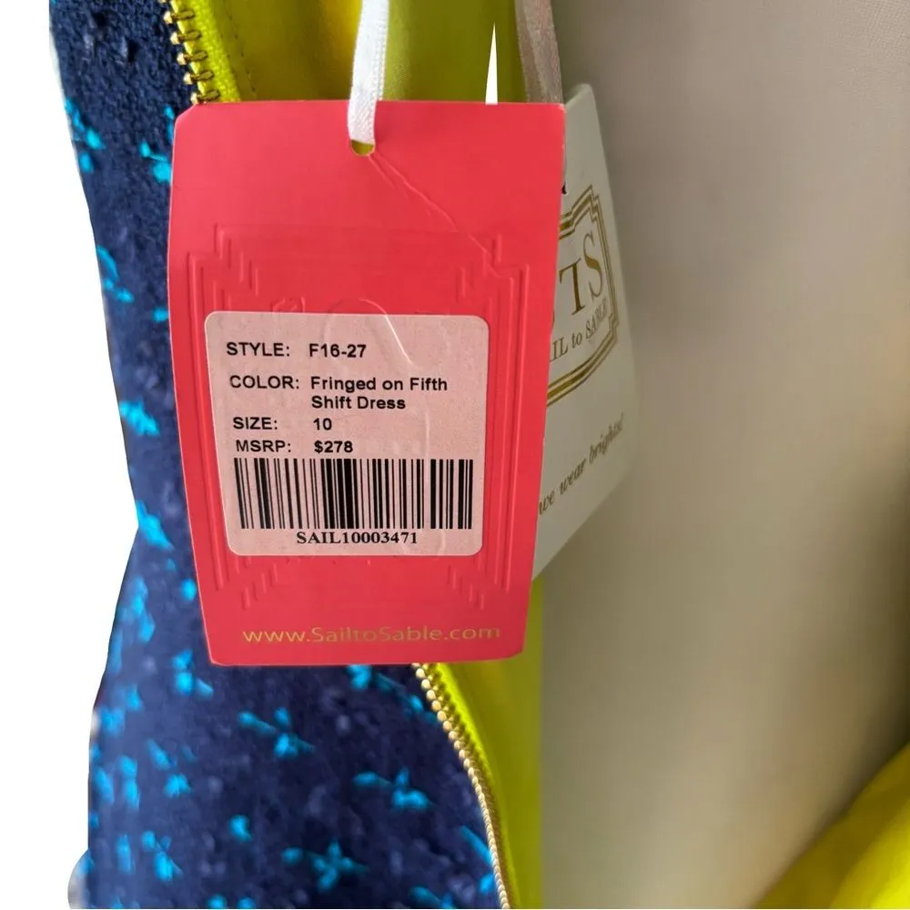 Sail to Sable NWT Navy Blue Tweed Dress Size 10 Gold Button Detail - Image 6