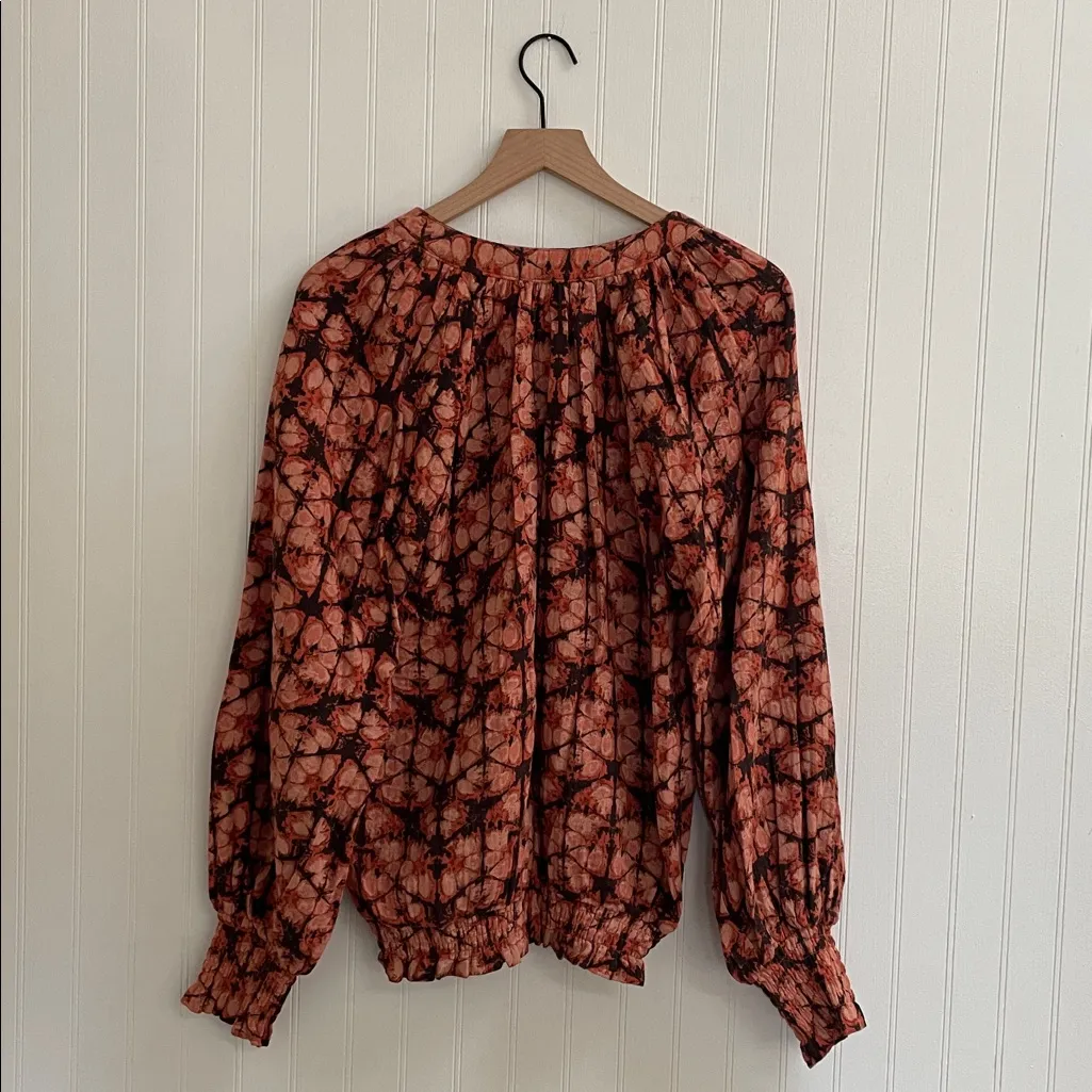 ANTHROPOLOGIE Porridge Elisabeth Peasant Blouse Tassel Boho Abstract Size M - Image 10