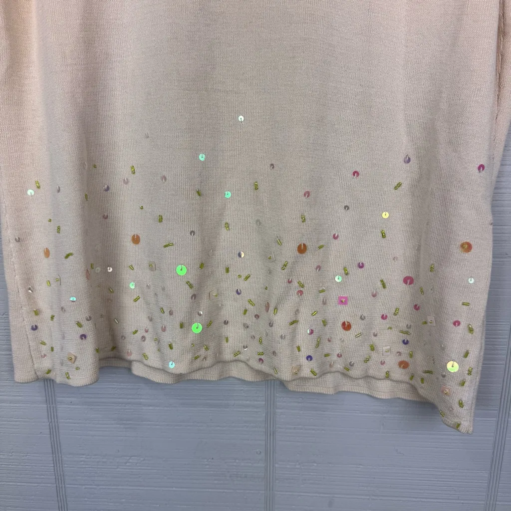 NWT Fashion Requirements Cream Knit Sleeveless Top Colorful Beaded Sequins XL - Image 2