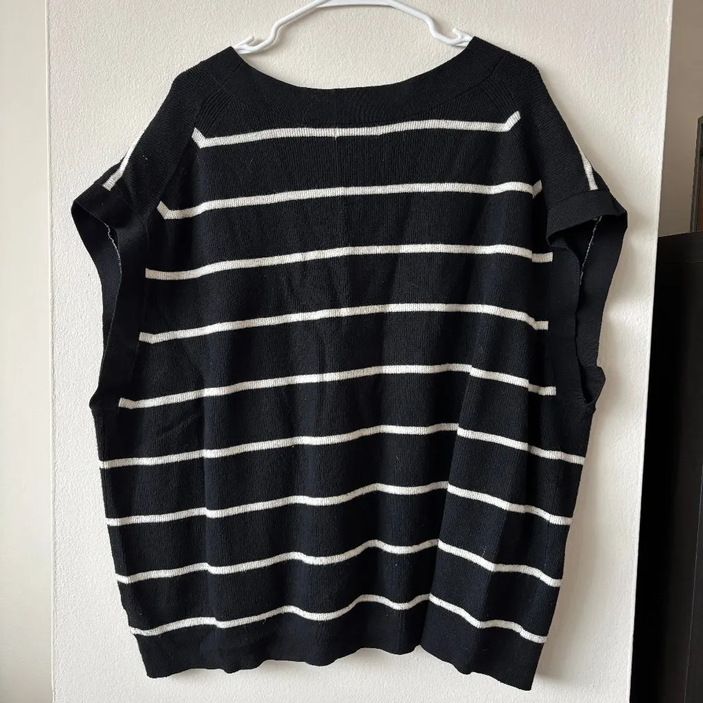 Ava and Viv Black and White Striped Sweater Vest - Size 3X - Image 2