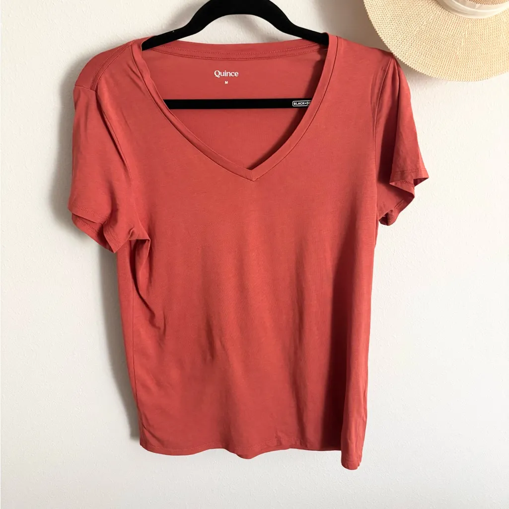 Quince Women's V-Neck Top -‎ Rust Size Medium - Image 5