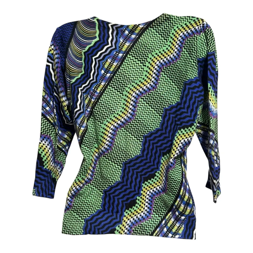 Joseph A Petite Y2K Abstract Zigzag Button Cardigan Psychedelic Knit PM - Image 5