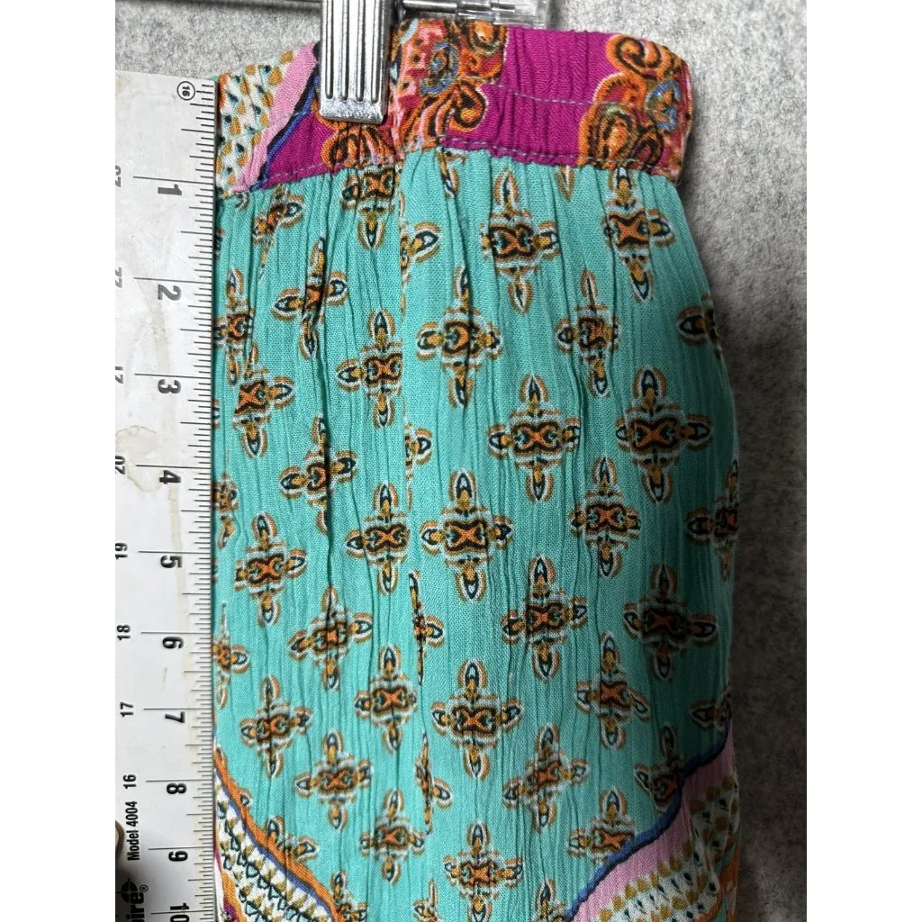 Melissa Paige XL Skirt Boho Drawstring Stretch Colorful Gypsy Hippie Patchwork - Image 6