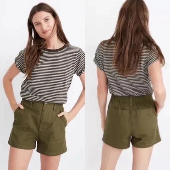 Madewell Camp Shorts Medium NEW Olive Green Army - Image 2