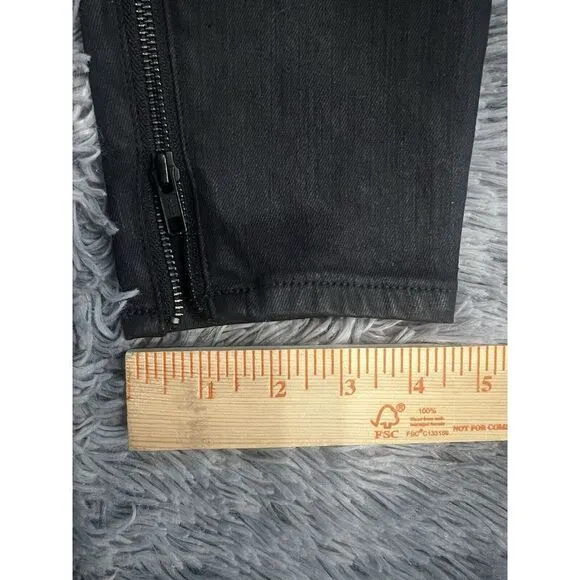 Madewell Skinny Skinny Moto Jeans Women‎ Size 27 Black Denim Ankle Zip - Image 6