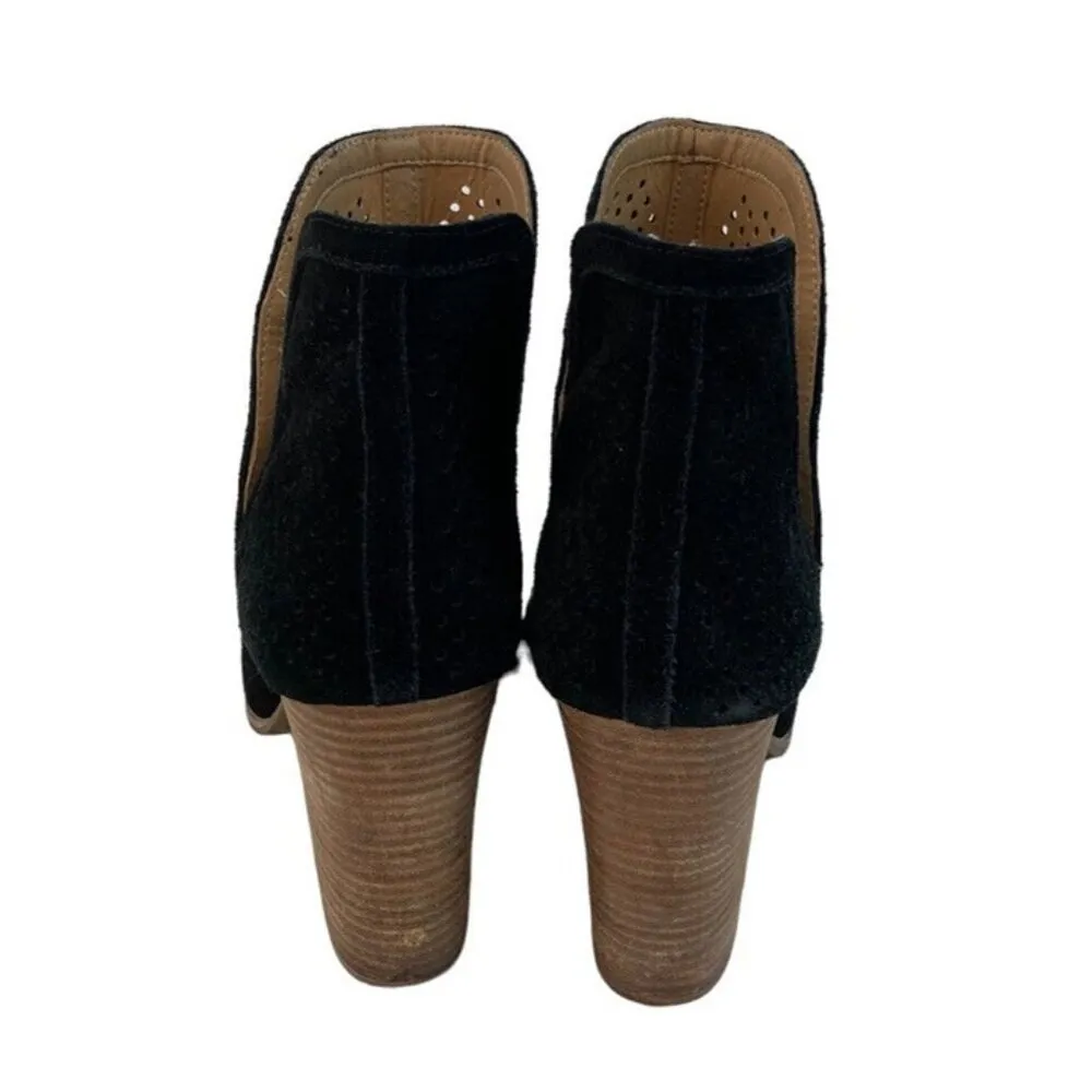 *Lucky Brand Larise Black Suede Leather Ankle Booties Womens US 10 Laser Cut - Image 6