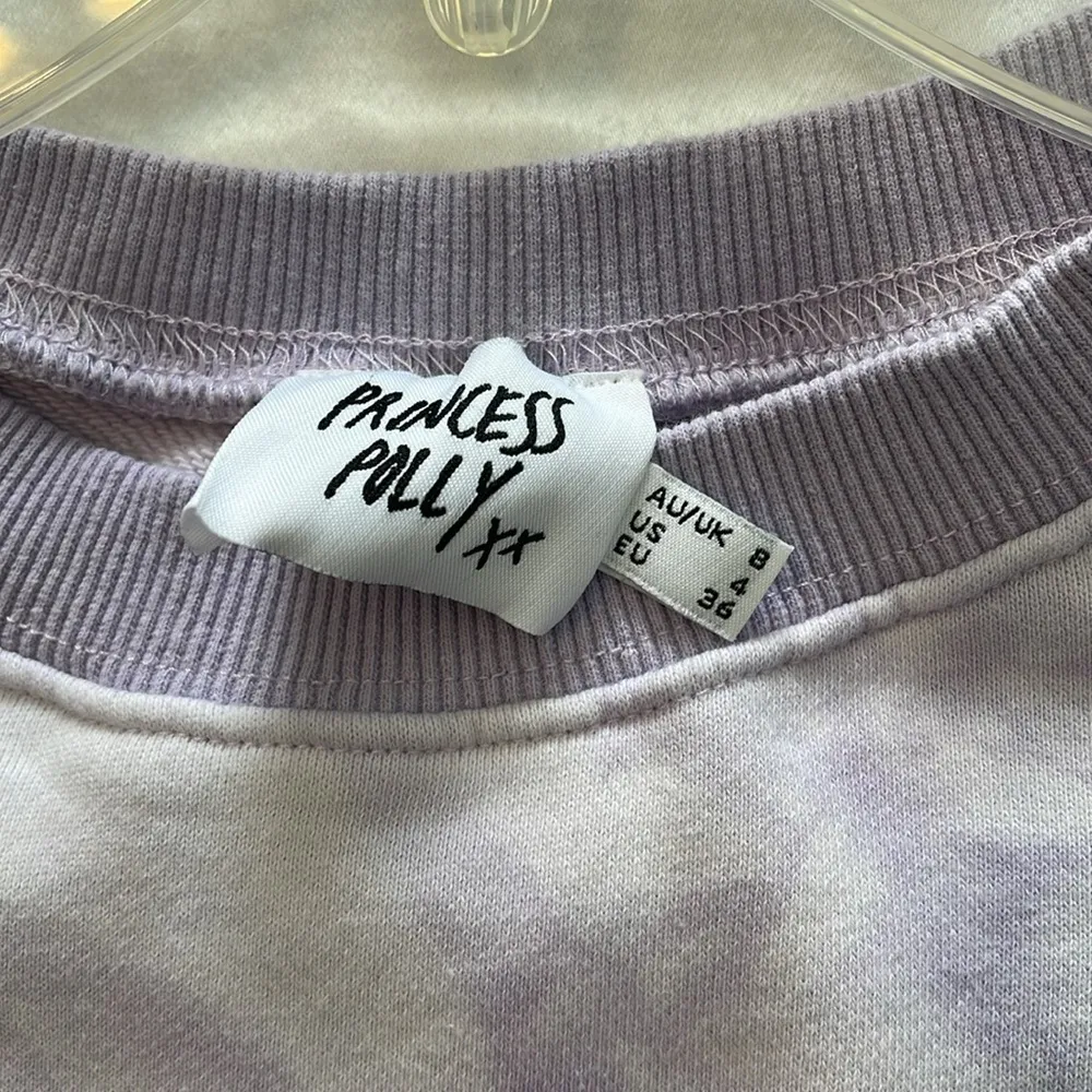 5‎ for $25 Princess Polly Tie Dye Oversized Crew Neck Sweatshirt Purple Size 4 - Image 3