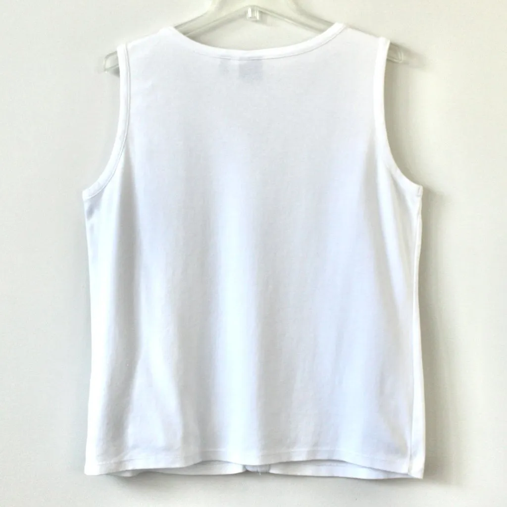 Rafaella 100% Cotton White Sleeveless Metal Accent Tank Top Extra Large Size XL - Image 3