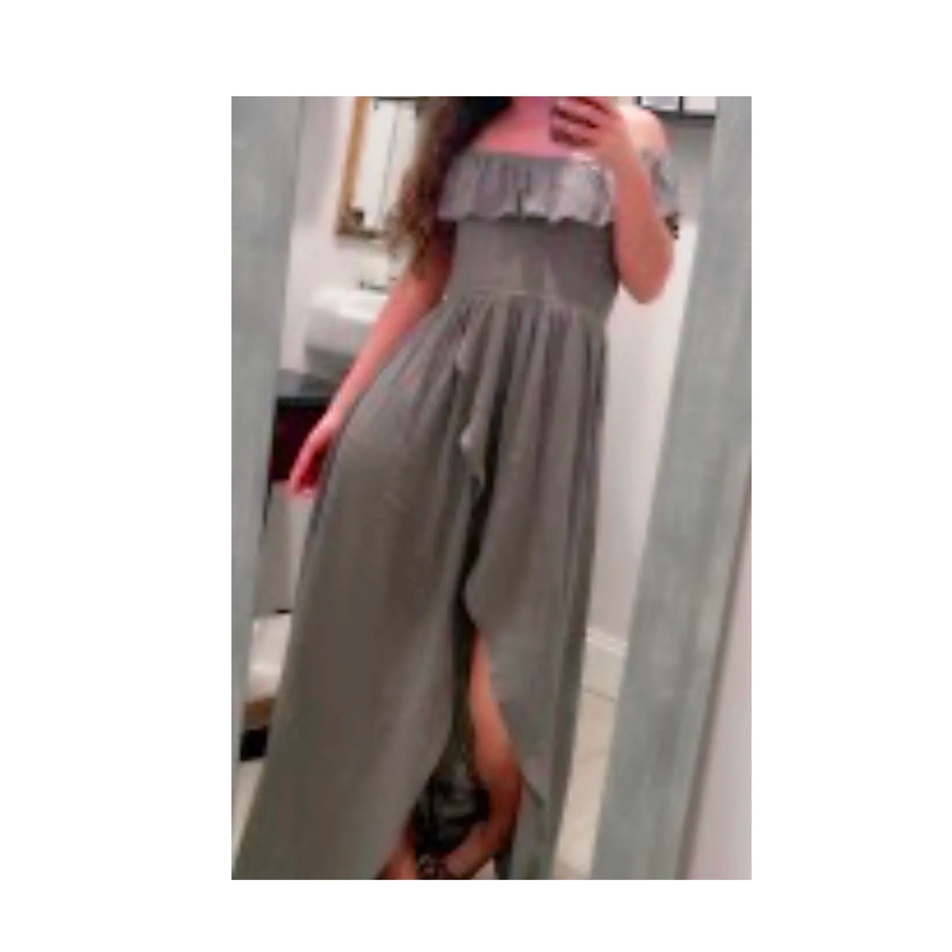 🆕Faded Rose Olive Off Shoulder Asymmetrical Dress M🆕 Brown Size M - Image 2